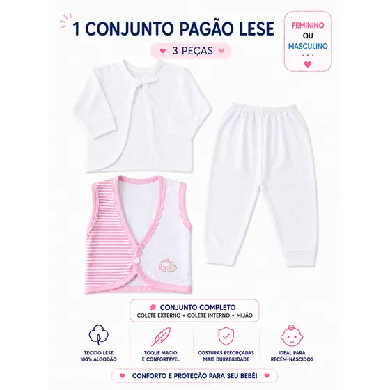 Roupinha Para Recem Nascido Em Malha De Algodão Confortavel Paga Lese