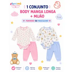 Conjunto Body + Mijão Bebê Recém-Nascido 100% Suedine Confortável PMG