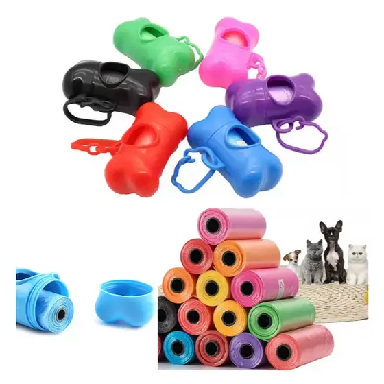 Kit Porta Cata Caca Coco Cachorro Caes E Gato Suporte + 5 Refil 75 Sacos Higienico Recolher Fezes