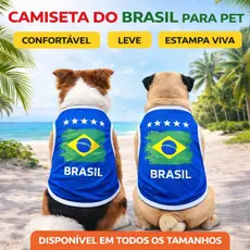 Camiseta Brasil Pet Azul Roupa para Cachorro e Gato Regata Confortável Estilo