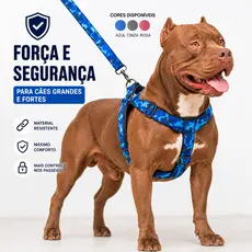Peitoral Coleira Com Guia Cachorro Grande Medio Porte Ajustável Resistente Camuflado Pet