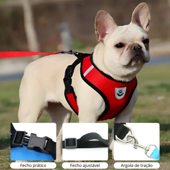Coleira Peitoral Para Cachorro Guia Gato Colete Ajustável Pet Cães Regulagem