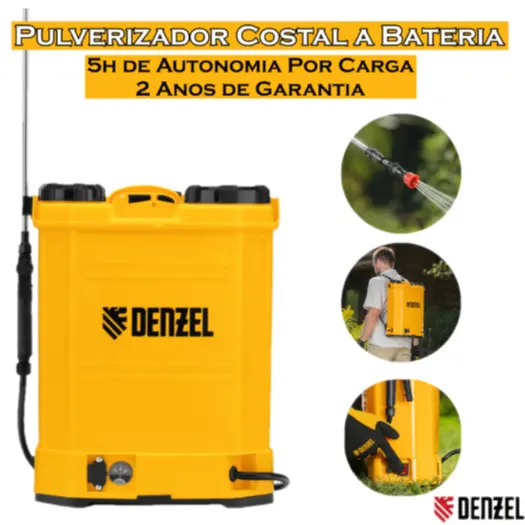 Pulverizador Costal à Bateria Denzel 16L 12V 8Ah Profissional Alta Pressão