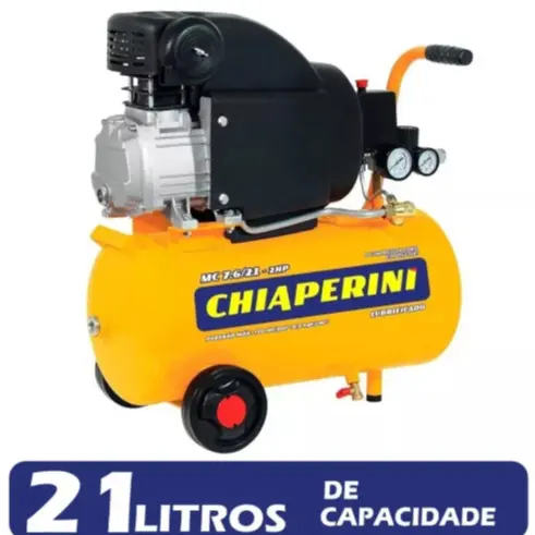 Compressor de Ar Portátil Chiaperini MC 7.6/21 2HP 21L Monofásico 127/220V