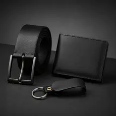 Kit Carteira Masculina + Cinto + Chaveiro Dia dos Pais Presente