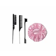 Kit 3 escova pente baby hair+touca cetim