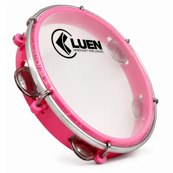 Pandeiro 8" ABS Plat. Inox Junior Infantil Pele Cristal Luen 40084 Rosa rs