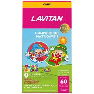 Lavitan Kids Tutti-Frutti 60 Comprimidos Mastigáveis Infantil Vitaminas A C D Complexo B