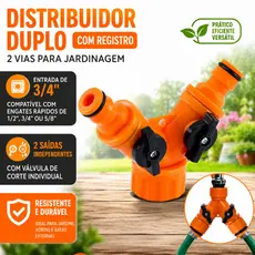 Distribuidor Duplo Conexão em Y 2 Vias Com Engate Rápido Para Mangueiras Jardim Irrigação Force Line