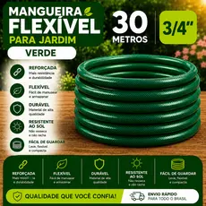 Mangueira 30 metros trançada 3/4 verde para jardim reforçada anti dobra irrigação