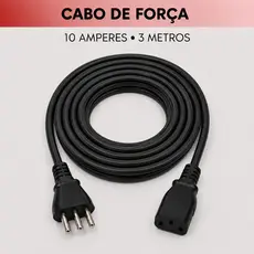 Cabo de força fonte tripolar 3 metros para Computador Cpu Monitor Televisão Force Line
