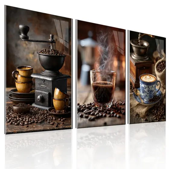 Quadros Decorativos 3 Peças Moedor manoal, Copo de café, Xícara de café moderna,  Quarto Decoração Parede Cafeteria