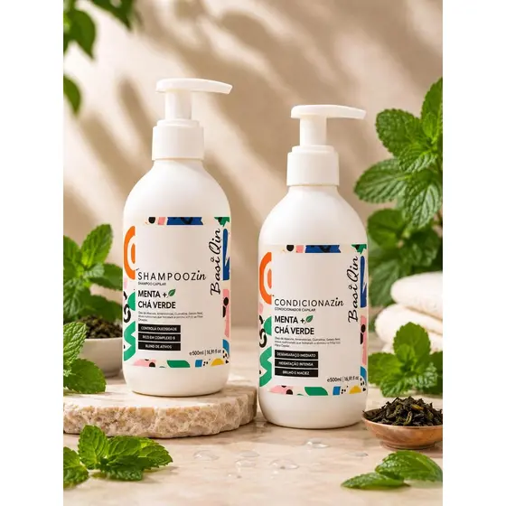 SHAMPOO E CONDICIONADOR MENTA E CHA VERDE 500ML