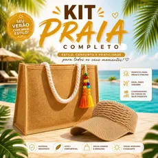 Kit Praia Feminino Bolsa Grande + Viseira Verão Piscina Viagem Moda Praia Elegante | Envio Imediato
