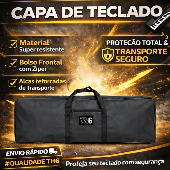 Capa Bag Teclado 5/8 Luxo Grande Impermeável Resistente