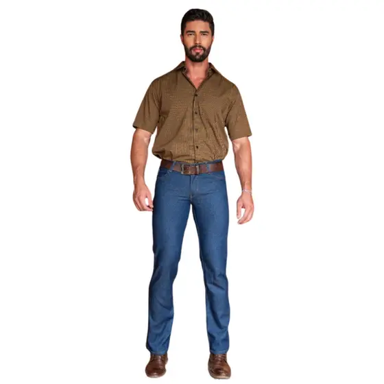 Calça Jeans Masculina Reta Básica Tradicional Serviço Dia a Dia Resistente Conforto - Ref: 916