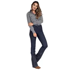 Calça Jeans Feminina Estilo Country Resistente Casual Costura Grossa Confortável Dia a Dia Trabalho - Ref:1228