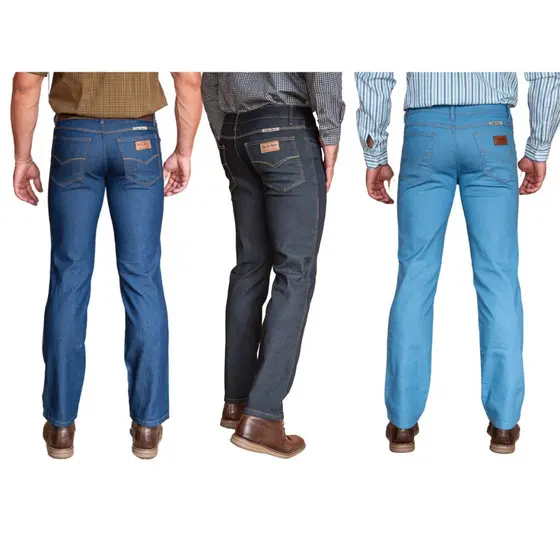 Kit com 3 Calças Jeans Masculina Tradicional Reta Básica Trabalho Serviço Ref:398