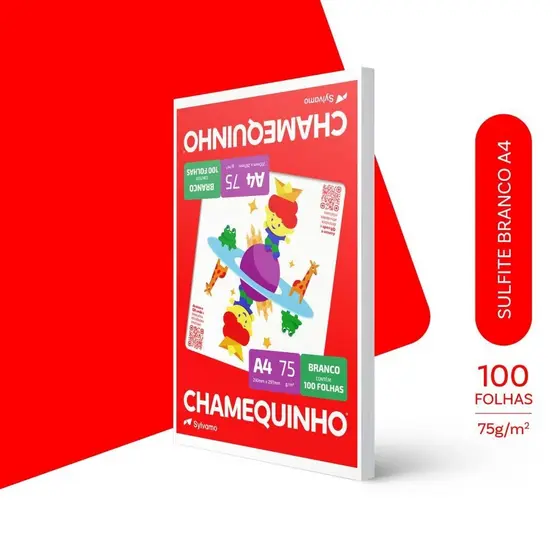 Papel sulfite A4 75g 210x297 com 100 folhas Chamequinho