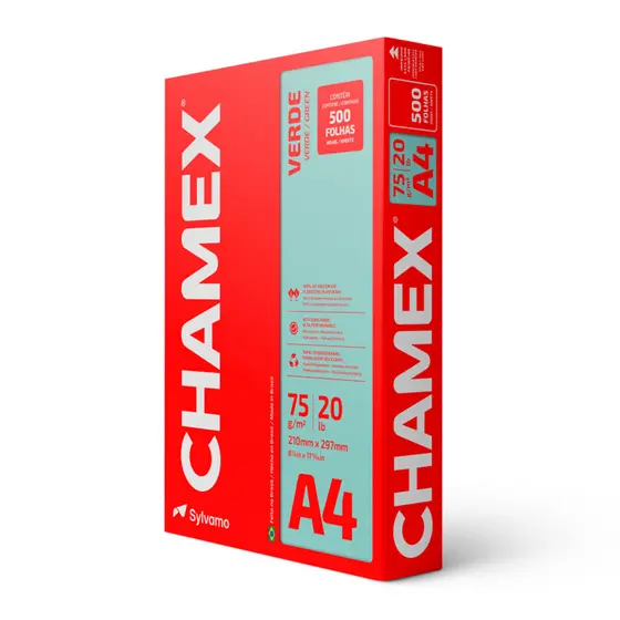 Papel sulfite A4 75g Verde 210x297 com 500 folhas Colors Chamex