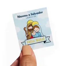Mini Cartão Tag Feliz Natal Versículo Bíblico Menino Jesus Agradecimento Cliente Encomenda Cartão