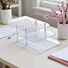 Organizador Mesa Caixa Correspondencia Porta Documentos Tripla Movel Maxcril Empilhavel Waleu