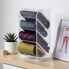 Organizador mesa Acrílico Maxcril Transparente 4 Compartimentos Diagonal Closet Guarda Roupa