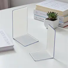 Aparador Livros Par Acrílico Maxcril Cristal Transparente Bookend Mesa Estante Decoração Minimalista
