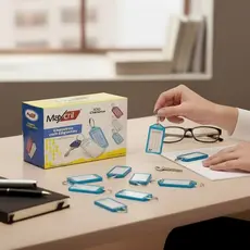 Chaveiro Etiqueta Identificação 100 un Azul Maxcril Condomínio Portaria Escritório Escola Waleu