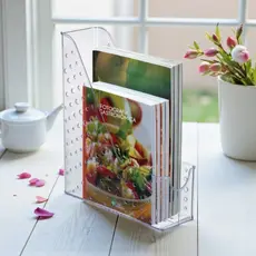 Porta Revista Acrílico Maxcril Transparente Cristal Livro Documento Mesa Escritório Decoração Waleu