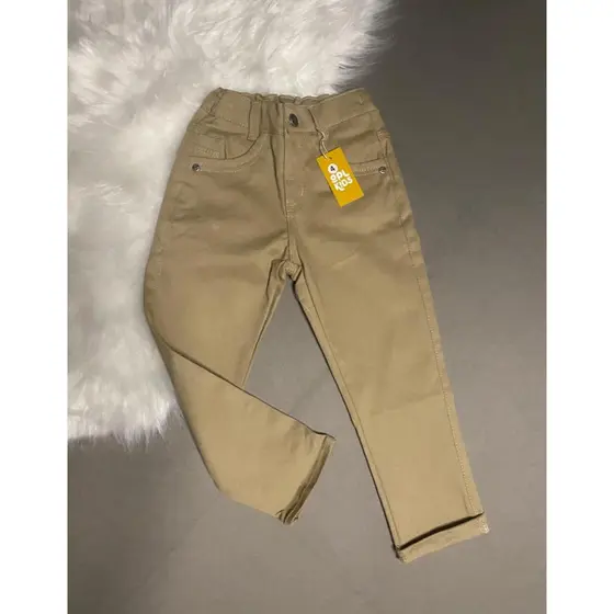 Calça Jeans Caqui Skinny Infantil Menino Masculina Brim Sarja