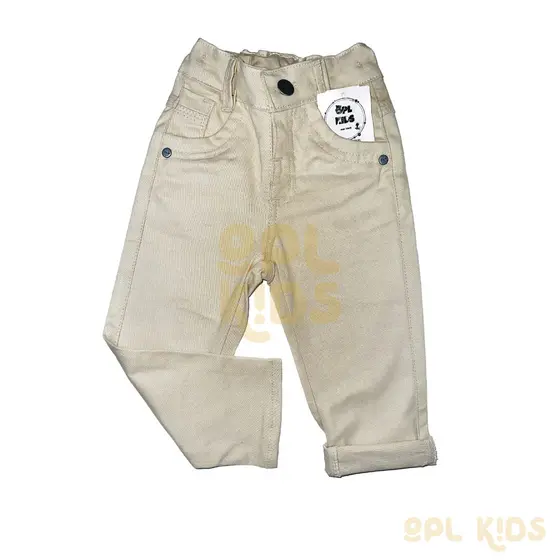 Calça Jeans Bege Skinny Infantil Menino Masculina Brim Sarja