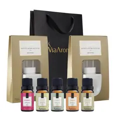 Kit 2 Difusores Aromatizadores Elétricos Originais Porcelana + 5 Essências Sortidas - Via Aroma
