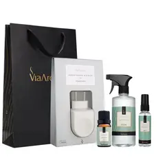 Kit Bamboo - Via Aroma (aromatizador plástico, home spray, água perfumada e essência) para ambientes
