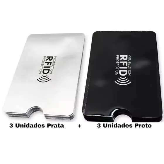 Kit 6 Porta Cartão Anti-furto Capa com Proteção Aproximação Contactless RFID