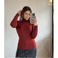 Blusa Gola alta tricot manga comprida Blusa de frio Com elastano Blusa feminina cacharrel gola alta Trico  Inverno
