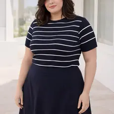 Blusa de trico feminina modal listrada plus size