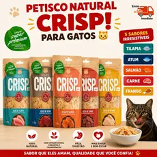 Petisco Natural Crisp Iscas de Tilápia, Atum e Salmão para Gatos promoção