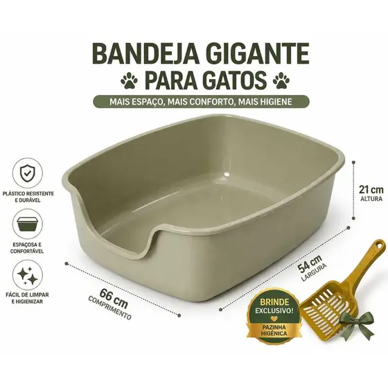 BANDEJA SANITÁRIO PARA GATOS CAT GIGANTE BIG JUMBOX A MAIOR DO MERCADO + LINDA PAZINHA