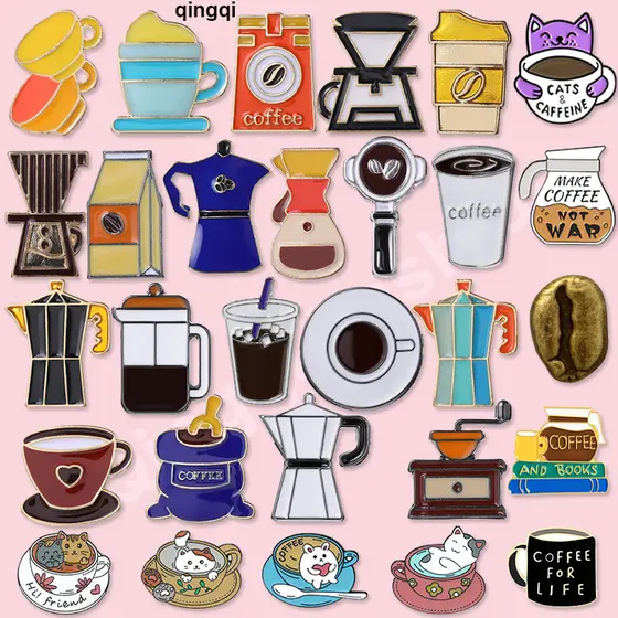 Mini Pins De Café Mente Esmalte Latte Art Bean Pot Cup Barista Broche Botão Crachás Lapela Pin Cartoon Jóias Presente Para Fãs Amigos