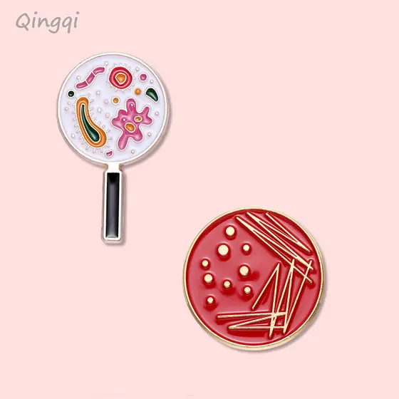 Microscópio Criativo Petri Dish Esmalte Pins Cartoon Ciência Médica Brochura Lapela Crachás Biologia Jóias Presente Para Crianças Amigos