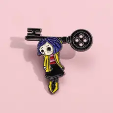 Filme De Terror Coraline A Porta Secreta Esmalte Pin Broches Fantasia Anime Novela Menina Broche Lapela Crachás Jóias Presentes