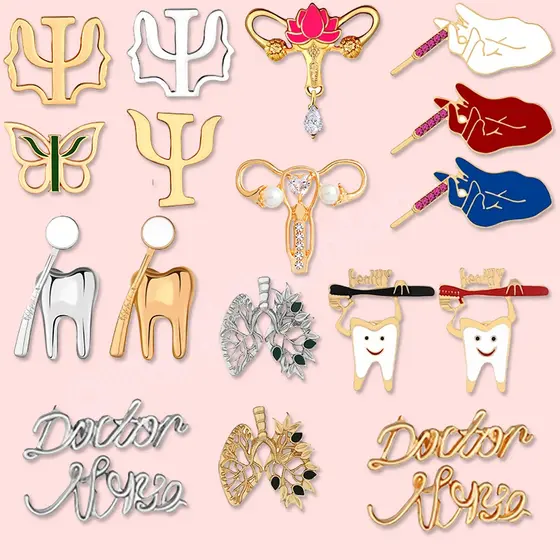 Broche Médico Criativo Crachás Médicos Uterinos Dentes Pulmonares Seringa Broches Pin Cute Psychology Símbolo Pins Mochila Jóias Presente Para Enfermeiras Médicas