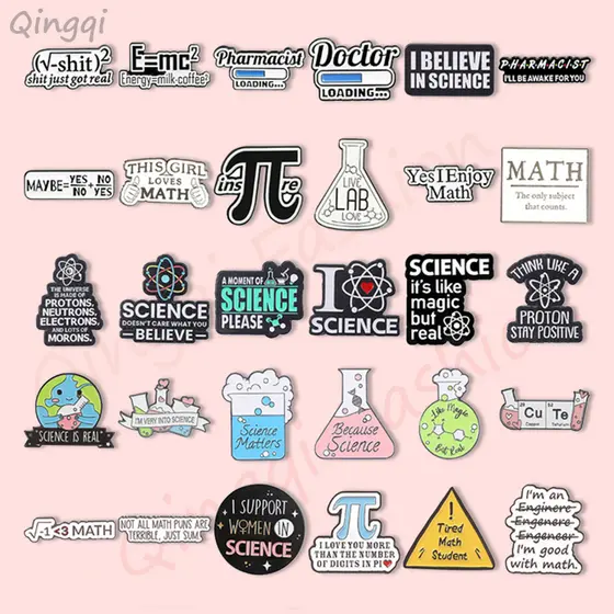 Love Science Esmalte Fórmula Estudante Desfrute Do Broche Matemático Teste Tubo Garrafa Crachás Acessórios Mochila Crachá Lapela Crach