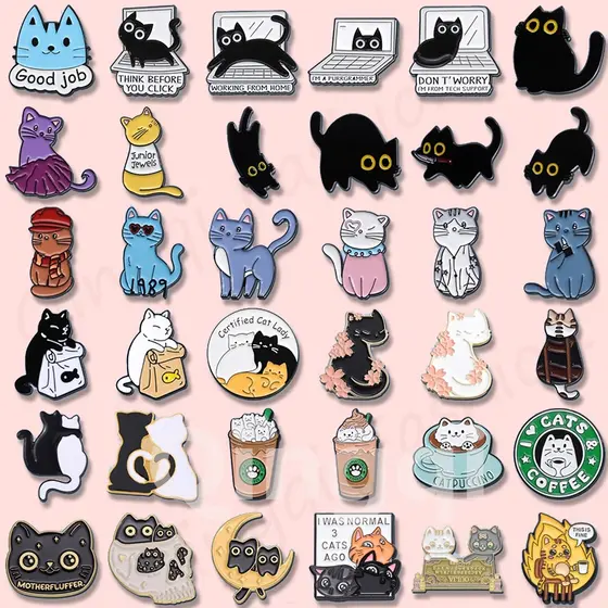 Engraçado Broche De Esmalte De Gato Cartoon Crachás Mochila De Animais Acessórios De Roupas Presentes