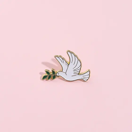 Broche De Ramo De Oliveira Pomba Da Paz , Pombo Animal , Emblemas De Metal , Mochila , Acessórios De Roupas , Presentes
