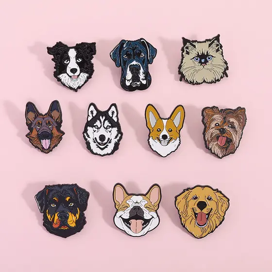 Bonito Cão De Estimação Broche Pinos Dos Desenhos Animados Emblemas De Metal Mochila Jóias Amante Do Coleção Presentes