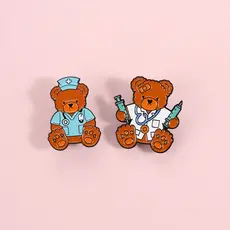Broche De Urso De Pelúcia Médico , Desenhos Animados , Emblemas De Metal , Acessórios De Mochila , Presentes