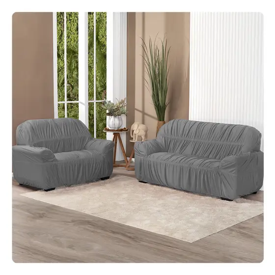 Capa De Sofá 21 Elásticos 3 E 2 Lugares Malha Gel Decoração Para Sala