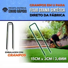 Grampo Gancho Presilha para fixação de Grama Sintética cor Verde